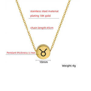 Collar <span class=keywords><strong>de</strong></span> Acero Inoxidable para Mujer, Colgante con Símbolo Redondo, <span class=keywords><strong>Signo</strong></span> del Zodiaco Simple, Colgante <span class=keywords><strong>de</strong></span> Acero Inoxidable <span class=keywords><strong>de</strong></span> 12 Meses, con Abalorio, para <span class=keywords><strong>el</strong></span> Año del Zodiaco, a la Moda, a la Moda - Product Image 3