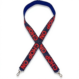 CRYSTAL CRAFT Vintage Beaded No Chop Webbing <b>Strap</b> with Hook Eco-friendly Handbag <b>Strap</b> in Blue and Red - Product Image 1