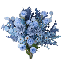 EG-ALR-BL03 2026 Fleurs artificielles en soie douce au toucher réel, style ciel et mer estival, pour allée de mariage, Hortensia bleu