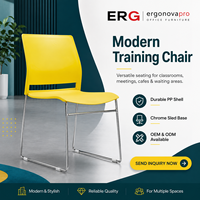 Chaise d'entraînement empilable moderne en fer avec base chromée pour salle de réunion, salle de classe, bureau, salle à manger, salon, hôtel Ergonova BGY008