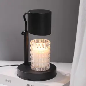 Modern simple Indoor home decor black fragrance scented burner 120V adjustable electric candle warmer lamp timer switch