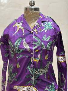 Conjunto de Pijama de Algodón Estampado para Mujer, Fabricante de Pijamas de Algodón con Estampado Personalizado, Manga Larga y Pantalones - Product Image 3