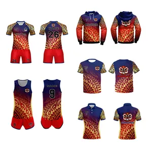 2024 Fabriek Origineel Ontwerp Rood Paarse Kleur Rugby Uniform Sets Sublimatie Bedrukt Rugby Jersey Kleding Voor Mannen