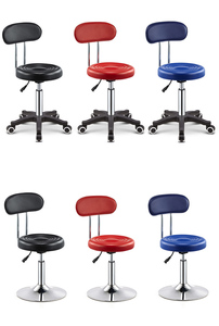 Fauteuil <span class=keywords><strong>de</strong></span> Barbier Moderne en Cuir PU, Réglable Hydrauliquement et Pivotant, avec Roues et Dossier, Base Chromée/Métallique, Luxe pour Salons <span class=keywords><strong>de</strong></span> Beauté - Product Image 5