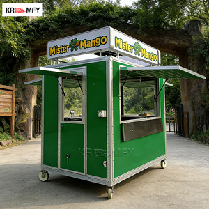 Chariot de glaces mobile d'extérieur, remorque alimentaire multifonctionnelle avec barre de remorquage, camion de bonbons et de nourriture - Product Image 2