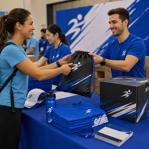 Kit de Apoyo Personalizado para el Día del Maratón con Camiseta, Gorra, Botella, Toalla y Empaque para Participantes - Product Image 3