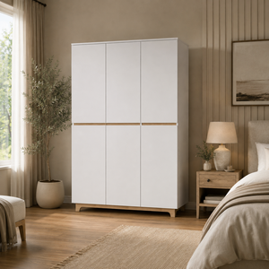 Armoire moderne sans poignées à 3 portes avec design bicolore minimaliste - Product Image 4