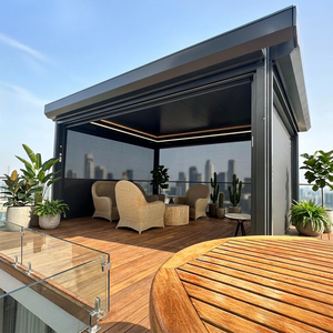Pergola bioclimatique moderne 4x4, écologique, avec revêtement en poudre, à lames motorisées en aluminium, stores à fermeture éclair, résistante à la décomposition - Product Image 2