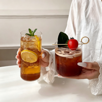 Modern glazen tumbler met rechte zijden, hoge sapbeker, highball drinkglas voor water, cocktails, ijsthee, thuis, café, restaurant