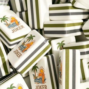 Jeu de Mahjong en Acrylique Premium Gravé Fantaisie – Tuiles Thème Paradis Tropical Américain pour Vacances d'Été à la Plage et Fêtes au Bord de la Piscine - Product Image 2