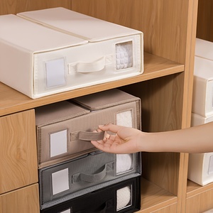 4 cái không dệt tấm hộp lưu trữ với nắp tầm nhìn cửa sổ, tổ chức, nhà tủ quần áo Hộp lưu trữ, có thể gập lại - Product Image 5