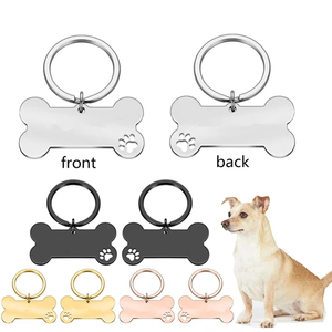 Liontin Gantungan Kunci Tulang Anjing dari Baja Anti Karat untuk Identifikasi Hewan Peliharaan, Aksesoris untuk Kucing dan Anak Anjing - Product Image 1