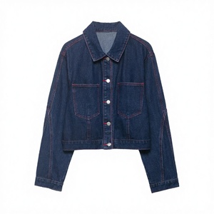 MYST&ZA Women's Vintage Eco-Friendly 2026 Summer New Fashionable Simple Versatile Pocket Short Denim Jacket Coat - Product Image 3