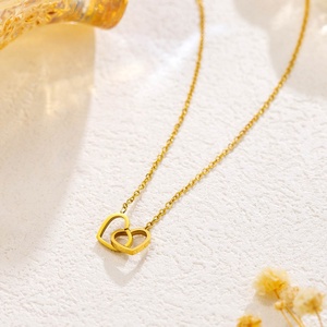 Colliers pendentifs cœur en acier inoxydable plaqué or, chaîne vague d'eau, unisexe, tendance mode, festival, vente chaude INS - Product Image 4