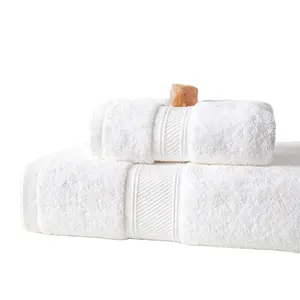 5 star hotel towel white custom logo bathroom 100% cotton face hand bath hotel towel set