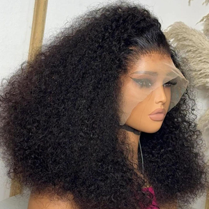 Pelucas de Cabello Humano <span class=keywords><strong>Afro</strong></span> Rizado Corto Tipo Bob, Pelucas con Frente de Encaje para Mujeres Negras, Pelucas con Frente de Encaje HD sin Pegamento - Product Image 1