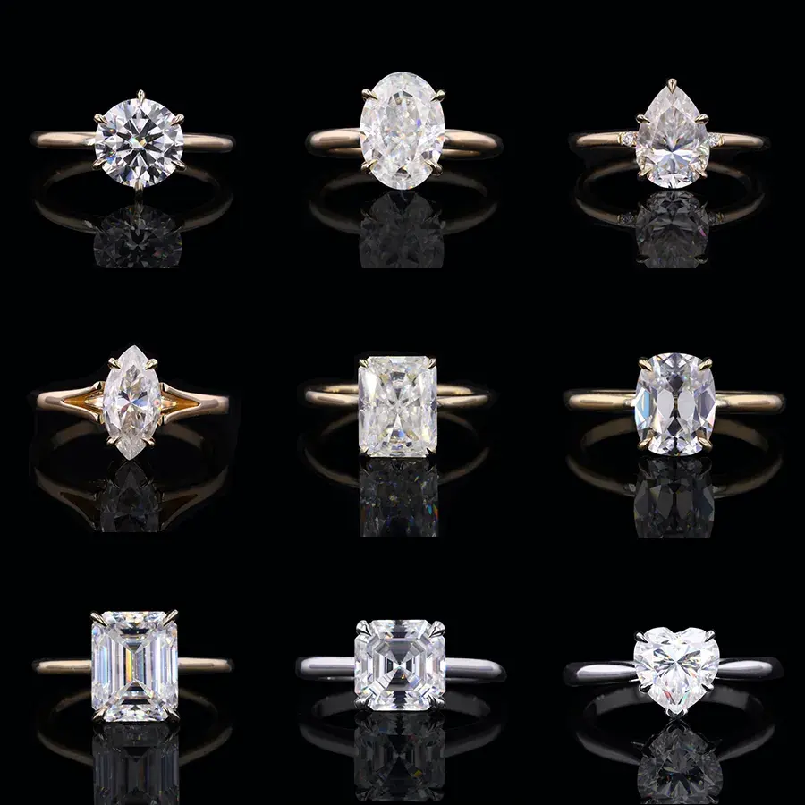 Bijoux fins certifié bague en diamant PT950 platine réglage Moissanite 18K 14K or bague de fiançailles bandes anneaux