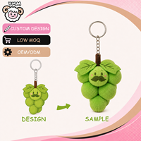 Porte-clés en peluche de coton personnalisé en forme de raisin 3D, breloque de sac, pendentif unisexe, cadeau en gros, faible MOQ