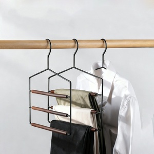 <span class=keywords><strong>Cintre</strong></span> à pantalons multicouche <span class=keywords><strong>en</strong></span> hêtre avec rangement sans couture et <span class=keywords><strong>cintre</strong></span> <span class=keywords><strong>en</strong></span> <span class=keywords><strong>bois</strong></span> multifonctionnel pliable - Product Image 2