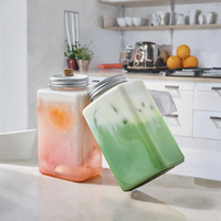 Bouteille carrée transparente en PET pour thé au lait 400ml 500ml 650ml, gobelet d'emballage pour jus et boissons