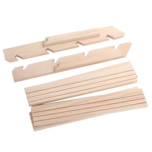 Tempat Pajangan Perhiasan Kayu dengan Desain Alur dan Penyangga yang Dapat Dilepas untuk Tempat Anting dan Cincin, Penyimpanan Kayu Tanpa Finishing - Product Image 6