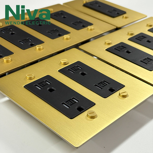 Interruptor de Pared Eléctrico Americano Personalizado, Placa de Latón Tipo 118, Panel Metálico Multifunción, Enchufe Doméstico de 2 Tomas 15A - Product Image 3