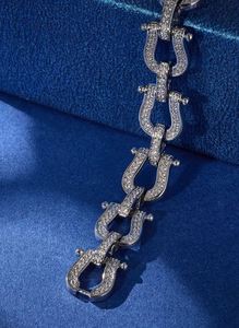 <b>Silver</b> Horseshoe Link <b>Bracelet</b> <b>Bangle</b> Minimalist Claw Setting Chain Jewelry for Anniversary Gift - Product Image 2