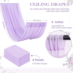 Mariages rideaux de fond transparents pour les fêtes drapé de plafond fournitures de mariage voile de plafond - Product Image 4