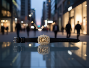 Orologio DK da Donna con Cinturino in Pelle, Cassa Rettangolare Placcata Oro, Smartwatch alla Moda - Product Image 2