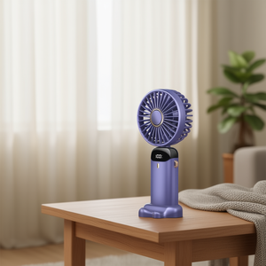 Mini ventilateur portable, batterie 2500 mAh, 5 vitesses, affichage numérique, ventilateur de refroidissement pliable à main pour intérieur, bleu - Product Image 2