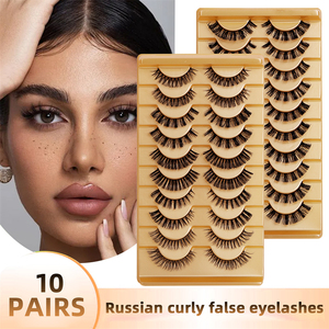 10 paires de rouleaux russes faux <span class=keywords><strong>cils</strong></span> naturel léger parfait curling degré réutilisable adapté aux soins appropriés - Product Image 4