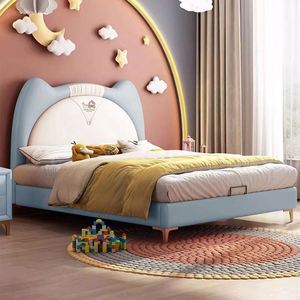 Cama Infantil Color Crema con Cabecero de Orejas de Gato y Cajones de Almacenamiento, Cama Individual Moderna de Lujo para Niñas, Estilo Princesa, para Espacios Pequeños - Product Image 6
