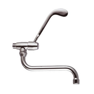 Robinet mural avec levier clinique et bec pivotant, robinet de cuisine chromé - Product Image 1