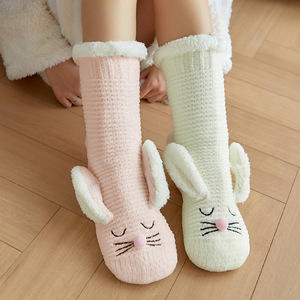 Prodotti all'ingrosso calze da letto a spessore <span class=keywords><strong>Lagom</strong></span> rosa graziose da ragazza in maglia con impugnatura intima calze di lana a metà polpaccio - Product Image 2