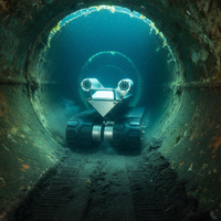 Robot de dragage sous-marin AVA-P3, 300 m de profondeur, adapté aux tuyaux ronds, alimenté par batterie, étanche IP68