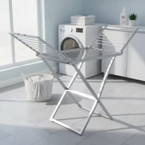 Traditional Foldable Multifunctional Floor Standing <b>Clothes</b> Drying <b>Rack</b> Stainless Steel Portable Laundry Hanger for Home Balcony - Product Image 6