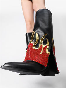 Stivali da Cowgirl WETKISS con Logo Personalizzato, Tacco Alto, Decorati con Strass, Stivali Alti al Ginocchio Pieghevoli, Stivali da Cowboy Scintillanti da Donna per Feste - Product Image 5