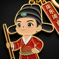 Porte-clés personnalisé en alliage émaillé avec figurine de dessin animé, plaqué or, souvenir culturel, marque OEM SHIBO, sérigraphié