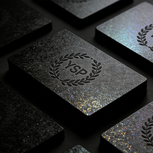 Biglietti <span class=keywords><strong>da</strong></span> <span class=keywords><strong>Visita</strong></span> Personalizzati di Lusso Neri Stellati con Stampa Olografica Glitterata Premium - Product Image 2