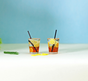 1/6 1/12 <span class=keywords><strong>maison</strong></span> de poupée Simulation Miniature Mini Fruit citron thé boisson jouet tasse modèle décor - Product Image 5