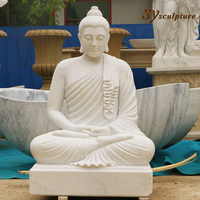 Grandes statues de Bouddha en marbre blanc Sculptures personnalisées en marbre de Bouddha Statues bouddhistes religieuses thaïlandaises grandeur nature Ventes directes