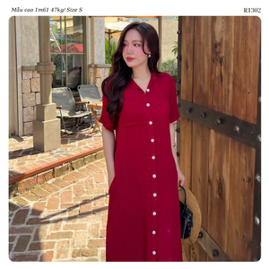 Women's Sage Green Short Sleeve Button Down Shirt Dress, Casual Lapel Collar Midi Dress <b>Hot</b> Sale from Vietnam - Product Image 3