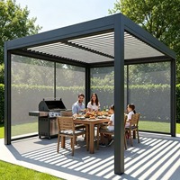 Pergola bioclimatique en aluminium, fabrication directe d'usine, toit à lamelles robustes motorisé, terrasse de jardin, garantie 5 ans