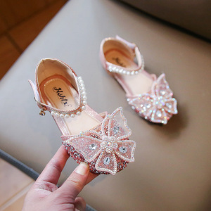 Sandales à semelle souple en strass très vendues, sandales de luxe en cristal et perles pour filles, chaussures de princesse pour enfants - Product Image 3
