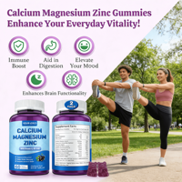 Vente en gros d'usine, bonbons gélifiés naturels au calcium, magnésium et zinc, complément alimentaire, améliore l'immunité, 1 à 2 doses par jour, étiquette privée