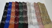 Tissu KC de luxe, dentelle florale festonnée multicolore perlée, tulle entièrement orné de paillettes et de strass pour robe de mariée ou de banquet à Dubaï