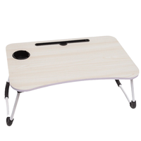 Table de lit pliante en bois avec rangement pratique et porte-gobelet, idéale pour la maison - Vente directe usine