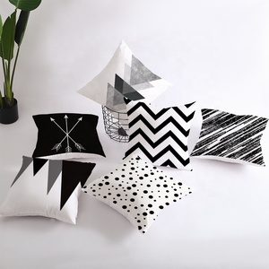 Modern <strong>Square</strong> Black White Geometric Pattern 100% Polyester <strong>Pillow</strong> Cover Hidden Zipper Stylish Design <strong>Sofa</strong> Car Cushion 45*45cm - Product Image 5