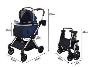 รถเข็นสัตว์เลี้ยงแบบพับได้ Mamago 201 กันน้ำ ได้รับการรับรองจากสายการบิน ล้อ 4 ล้อ สำหรับสุนัขและแมว พกพาสะดวก น้ำหนักเบา ขนาดเล็ก - Product Image 5