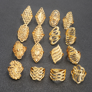 JXX anillos populares de compromiso de joyería de latón de 24 quilates chapados en <span class=keywords><strong>oro</strong></span> populares para mujeres anillos de <span class=keywords><strong>oro</strong></span> estilo Dubai joyería de las mujeres - Product Image 1